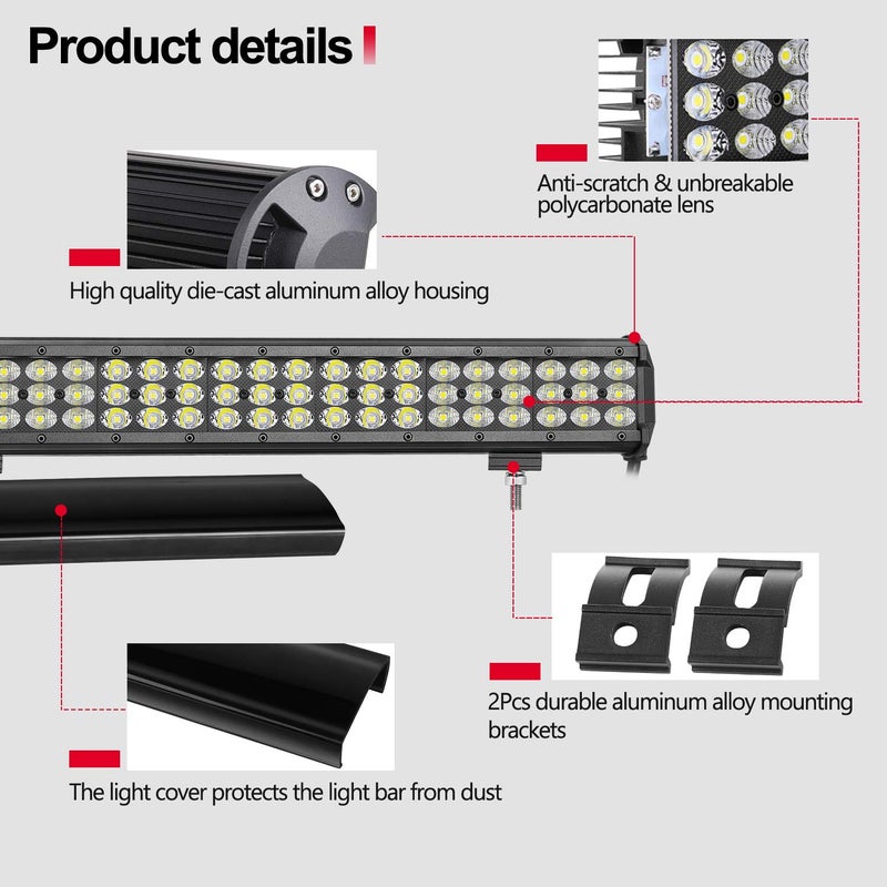 Auto Power Plus 18 Inch LED Light Bar with Wiring Harness Black Cover 189W Off Road Driving Light Flood Spot Combo LED Backup Work Lights Triple Row Fog Lights for Truck Pickup ATV UTV SUV Marine - Image 5